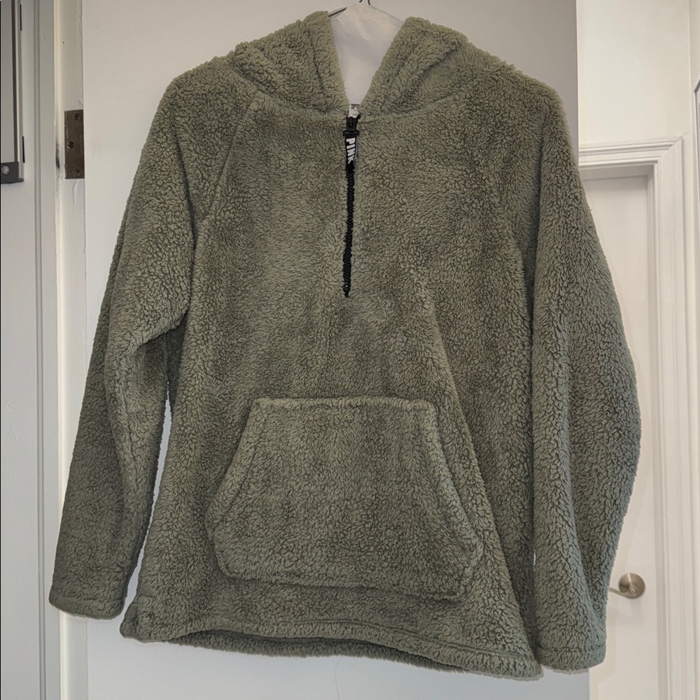 Pink Victoria’s Secret Sage Green Fleece With Hood Size Small Women’s